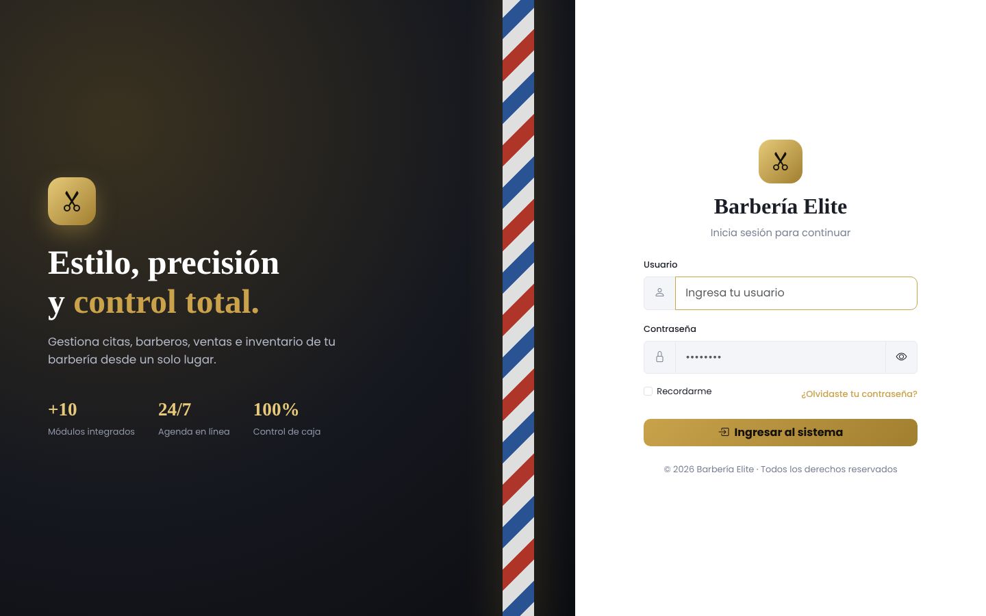 Sistema para Barberia, imagen principal